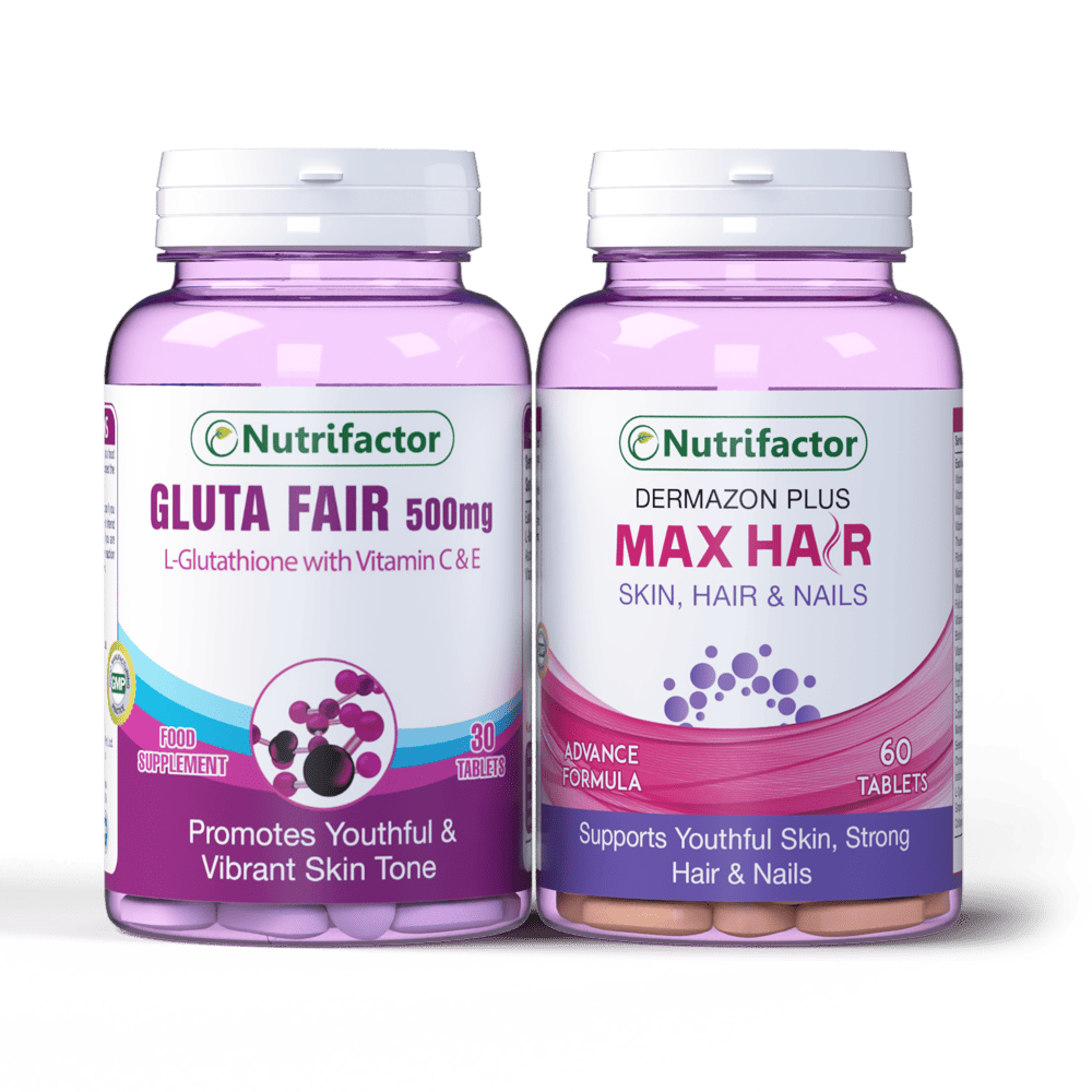Gluta Fair + Max Hair - Healthy Hair & Skin Combo Nutrifactor UAE Gluta Fair + Max Hair - Healthy Hair & Skin Combo Nutrifactor UAE