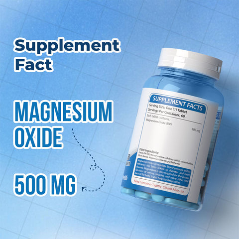 Magnesium 500mg - Relieves Cramps, Boosts Mood, Supports Sleep & Heart Health