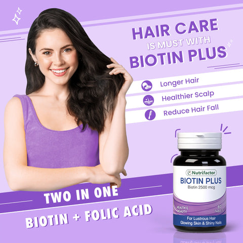 Biotin Plus - Best Biotin Tablets for Hair Growth Nutrifactor UAE