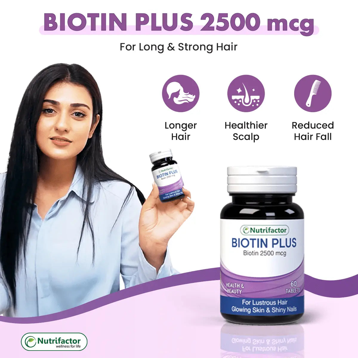 Biotin Plus - Best Biotin Tablets for Hair Growth Nutrifactor UAE