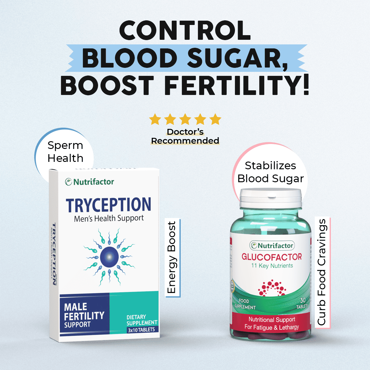 Tryception & Glucofactor - Male Fertility & Diabetes Support Bundle ...
