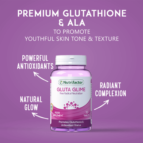 Gluta Glime - Advanced L-Glutathione, Vitamin C, E and ALA Supplement for Youthful Skin