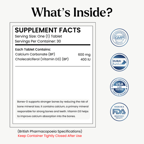 Bonex D - Calcium & Vitamin D3 for Healthy & Strong Bones