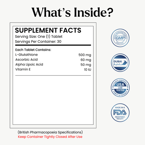Gluta Glime - Advanced L-Glutathione, Vitamin C, E and ALA Supplement for Youthful Skin